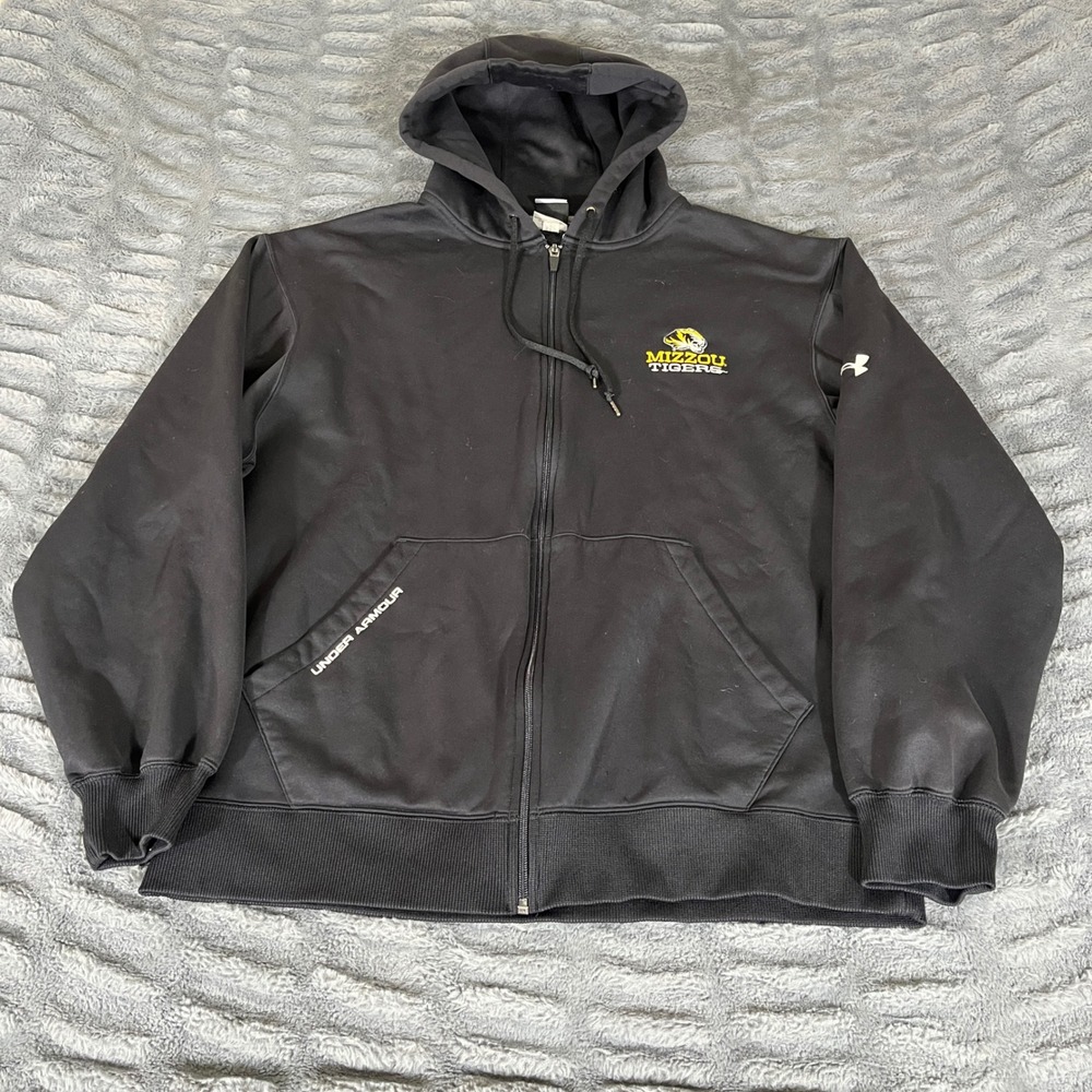 Under Armour Mizzou Tigers Full Zip Hoodie Mens Large Black Missouri NCAA AQ051
